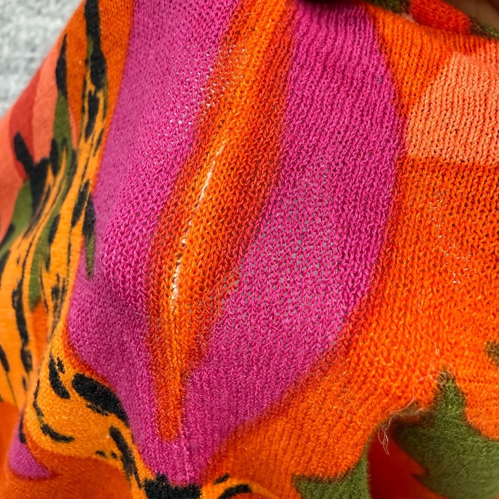 Chicos Cardigan Size 0 US Small Pink Kimono Duster Open Vibrant Floral Resort - Picture 5 of 13